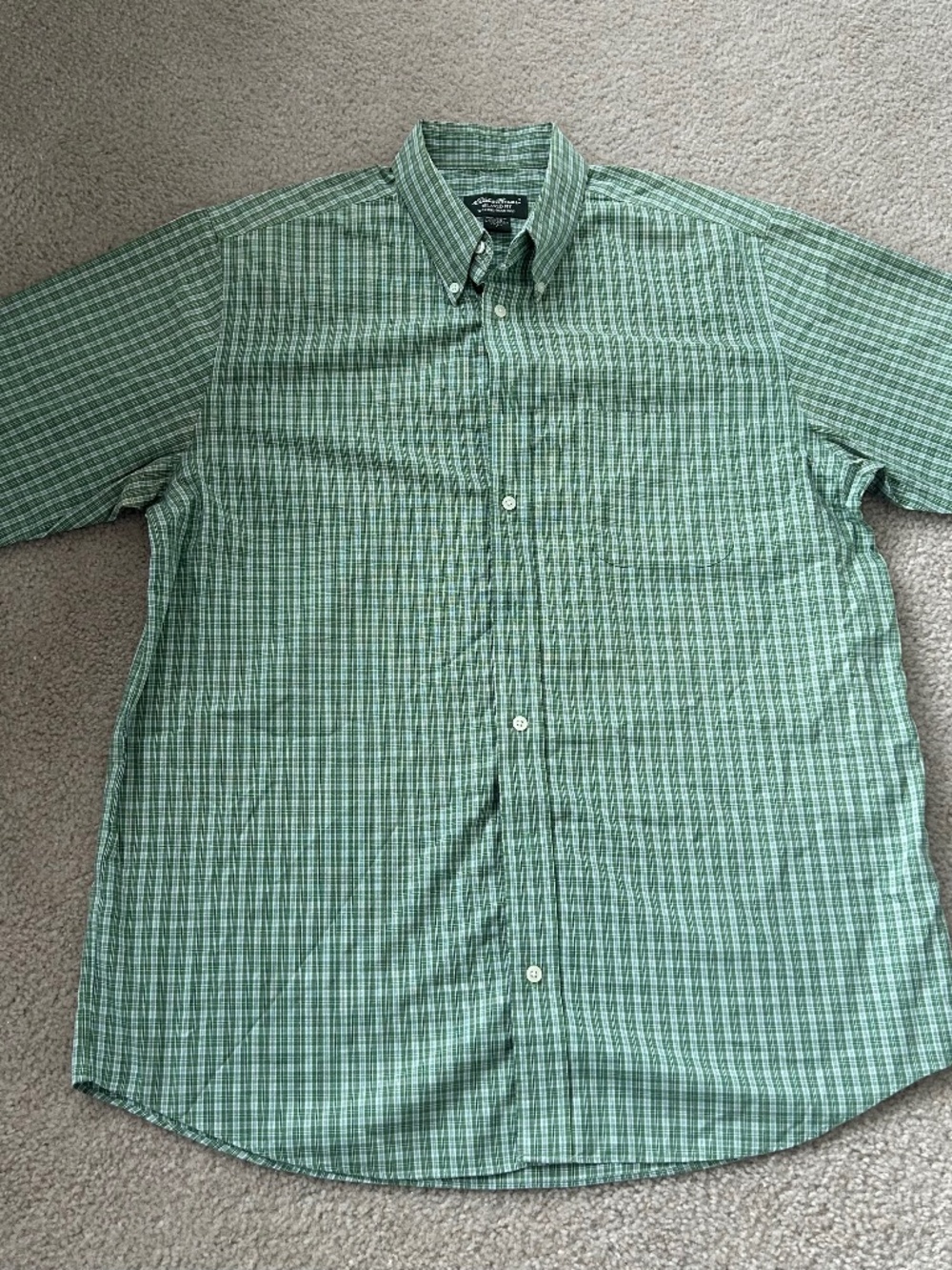 Eddie Bauer 100% Cotton Relaxed Fit Short Sleeve Button Up Sz Large Tall